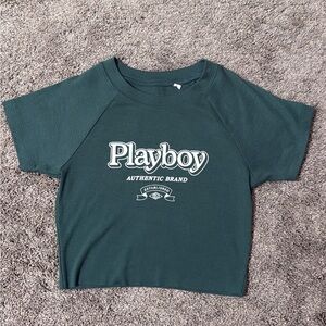 Playboy Green Cropped T-Shirt